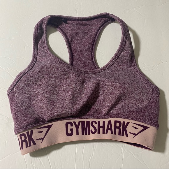 GYMSHARK Purple Space Dye Knit Racerback Sports Bra padded Size Small - Picture 1 of 8